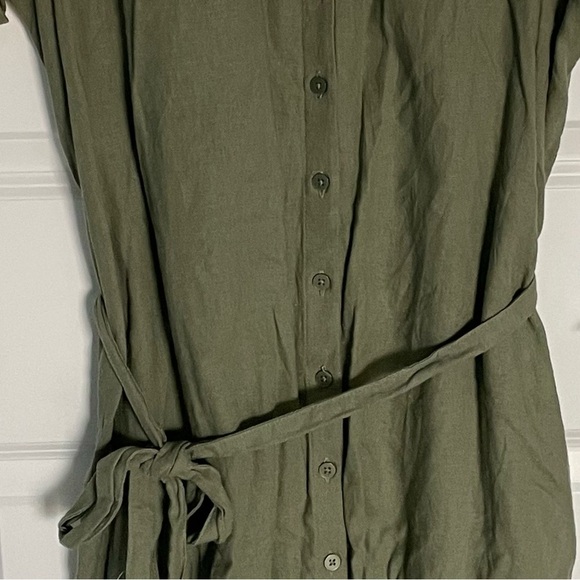 Abercrombie & Fitch Green Linen Blend Button Down Shirt Dress - 35043 - Picture 6 of 16
